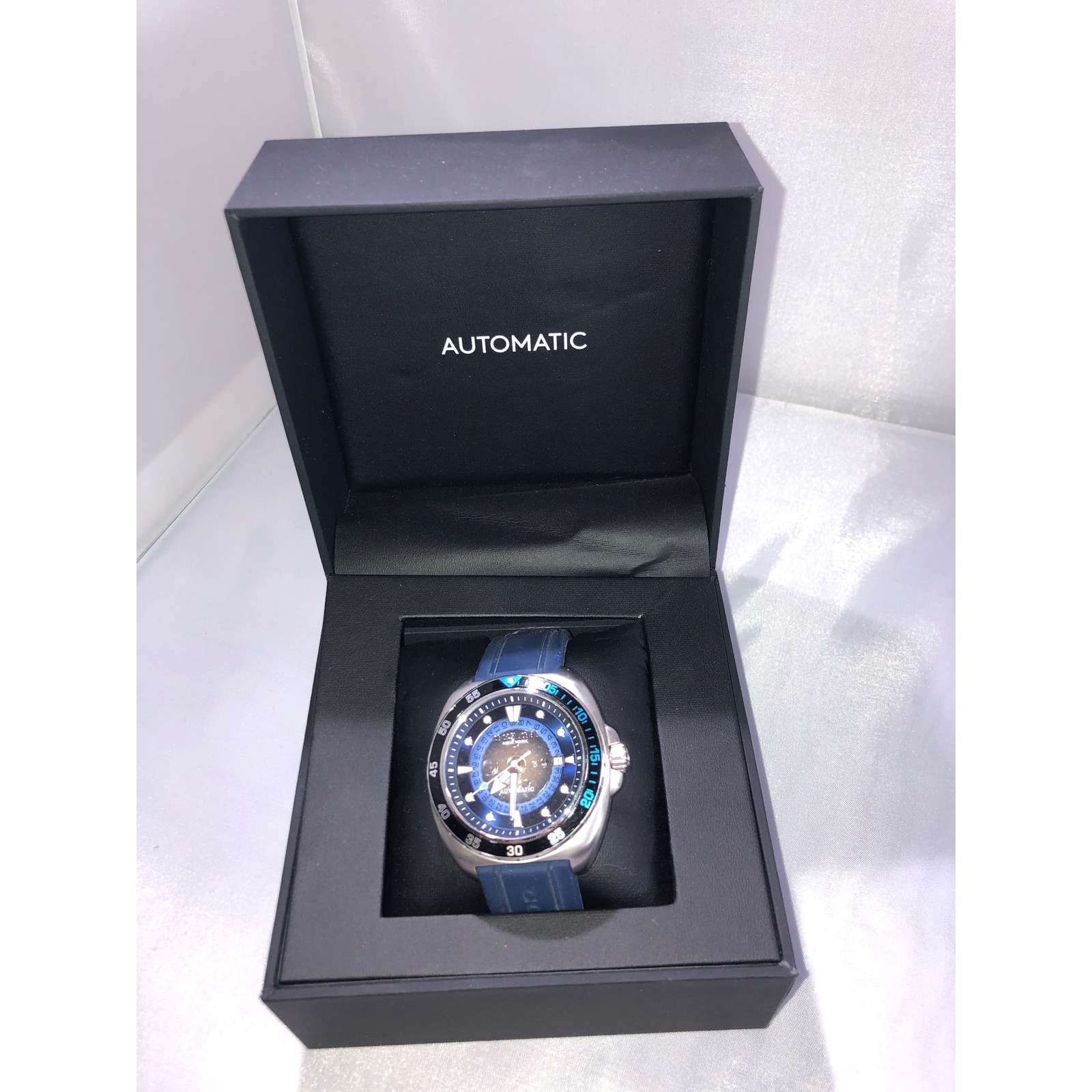 Coach Kent Automatic Mens Watch Blue Silicone Strap Stainless Steel